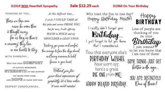Sentiments for birthday or sympathy